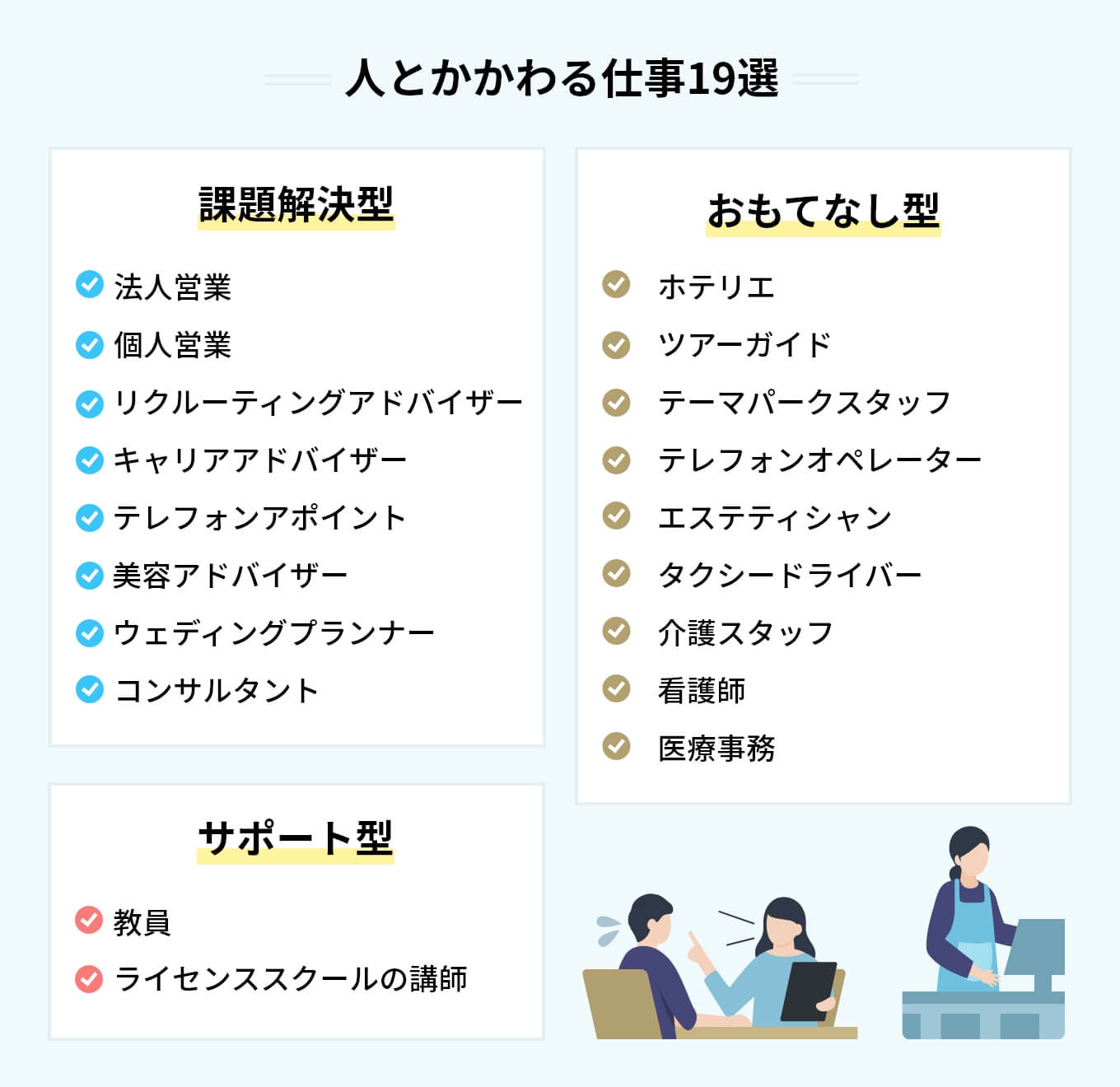 人とかかわる仕事19選！ 業務内容から仕事選びのコツまで一挙解説 | PORTキャリア