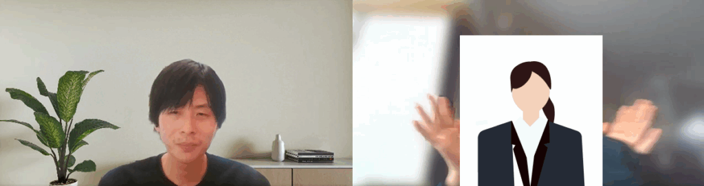 インタビュー中の編集部とAさんの様子