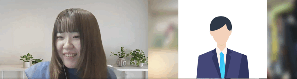 インタビュー中の編集部（左）とHさん