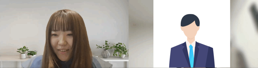 インタビュー中の編集部(左)とTさん(右)