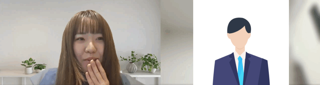 インタビュー中の編集部(左)とTさん(右)