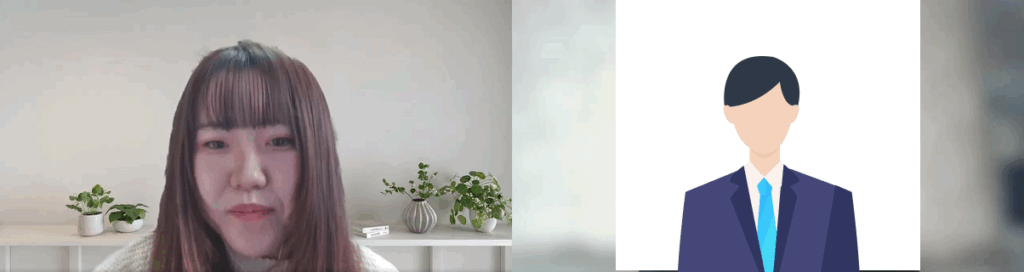 インタビュー中の編集部(左)とMさん