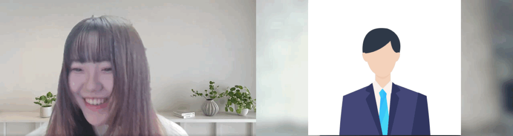 インタビュー中の編集部(左)とMさん(右)