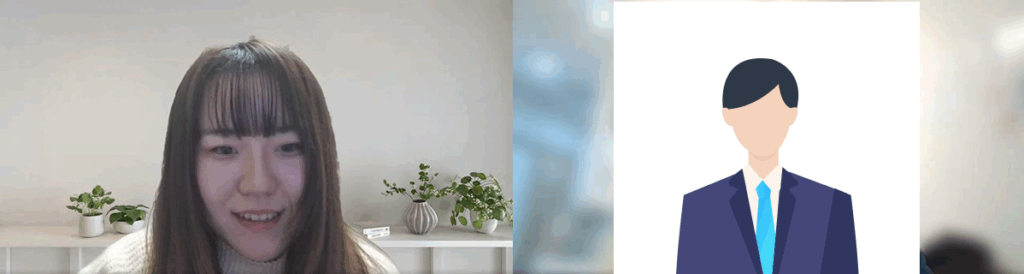 インタビュー中の編集部（左）とOさん