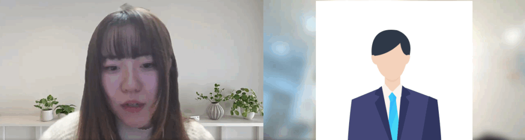 再現面接中の編集部（左）とOさん