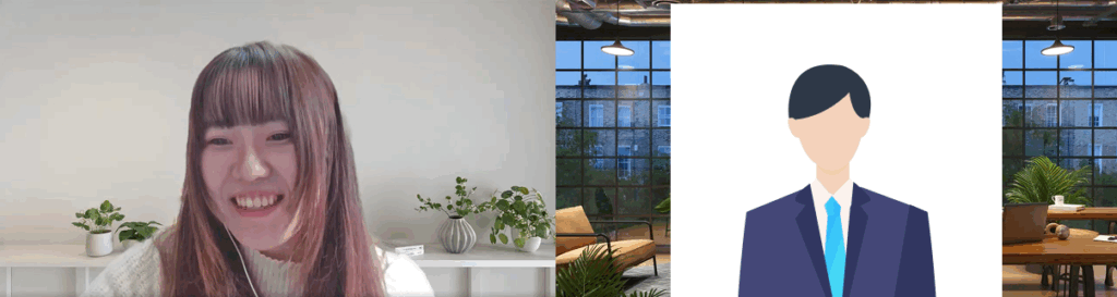 インタビュー中の編集部（左）とKさん（右）