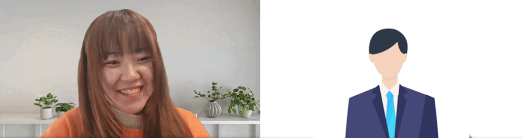 インタビュー中の編集部(左)とWさん(右)