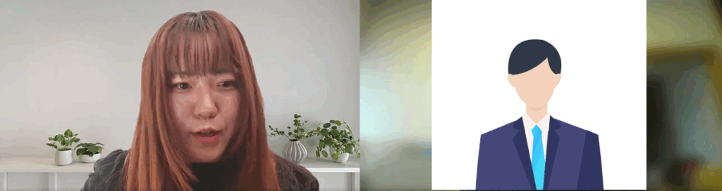 インタビュー中の編集部(左)と内定者(右)