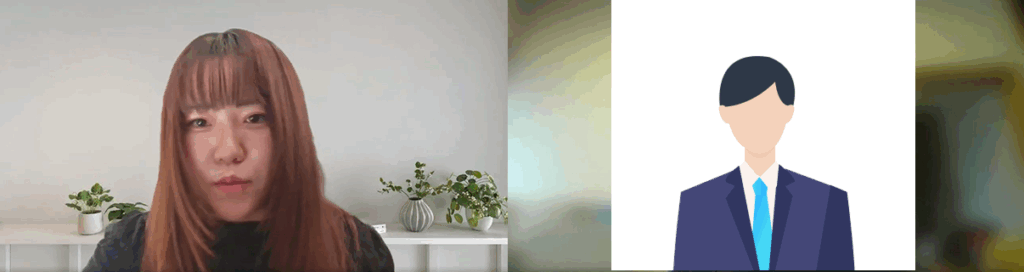 再現面接中の編集部(左)とUさん(右)