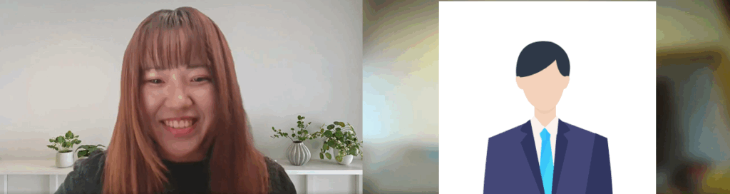 インタビュー中の編集部(左)とUさん(右)