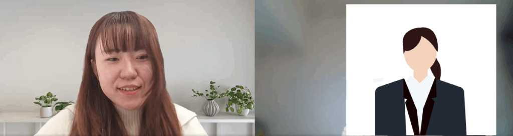 インタビュー中の編集部と内定者