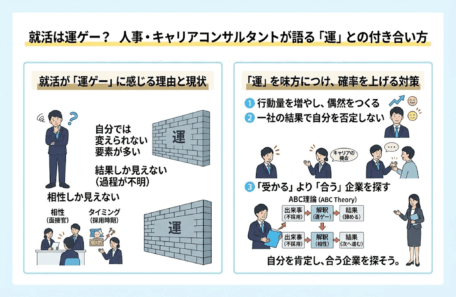 就活は運ゲーなのか? という疑問に対してキャリアコンサルタントが丁寧に解説する寄稿記事